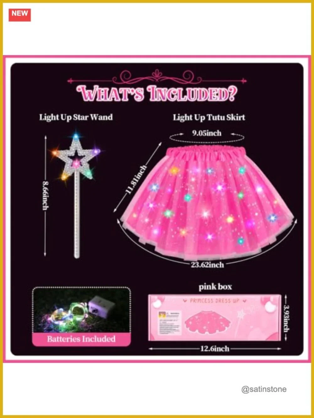 Girls LED Light Up Tutu Skirt & Fairy Wand